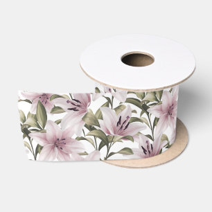 Ruban En Satin Fleurs de lys. Modèle floral
