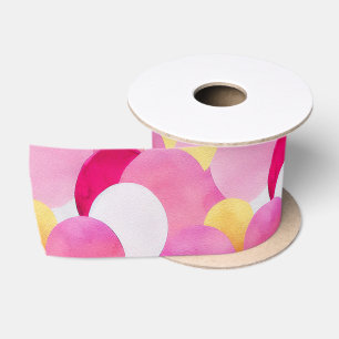 Ruban En Satin Fleurs de printemps peintes vibrant à l'aquarelle