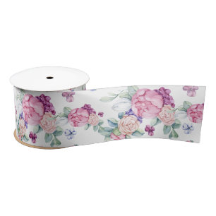 Ruban En Satin Fleurs de printemps romantiques