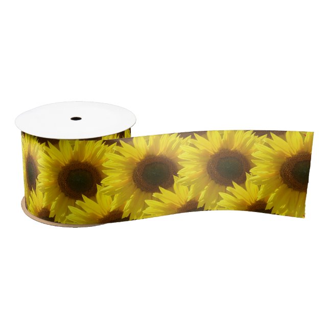 Ruban En Satin Fleurs de soleil 3 pouces large (Bobine)
