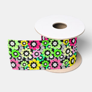 Ruban En Satin Fleurs découpées en papier multicolore sur fond no