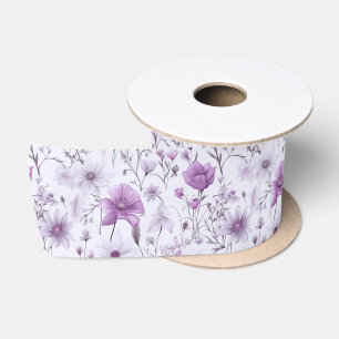 Ruban En Satin Fleurs douces de couleur lavande rose