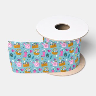 Ruban En Satin Fleurs du jardin de printemps
