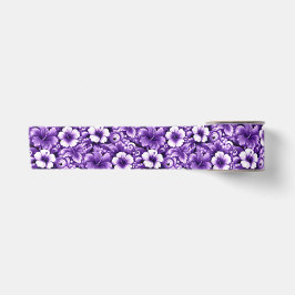 Ruban En Satin Fleurs hawaïennes tropicales Hibiscus Motif violet