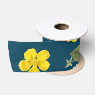 Ruban En Satin Fleurs jaunes et roses blanches
