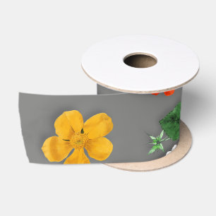 Ruban En Satin Fleurs jaunes et roses blanches 16