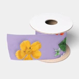 Ruban En Satin Fleurs jaunes et roses blanches 21