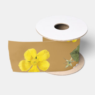 Ruban En Satin Fleurs jaunes et roses blanches 4