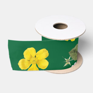 Ruban En Satin Fleurs jaunes et roses blanches 6