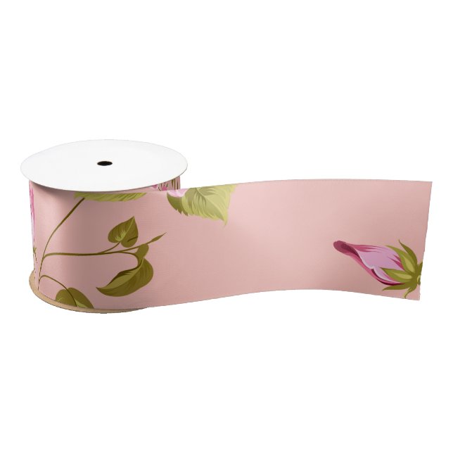 Ruban En Satin Fleurs Motif 17 (Bobine)