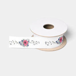 Ruban En Satin Fleurs sauvages et pavot