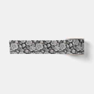 Ruban En Satin Fleurs Sombres Roses Grises Noires Esthétique