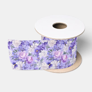 Ruban En Satin Fleurs violettes romantiques