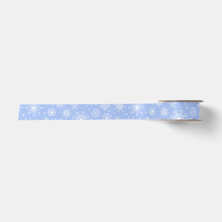 Ruban En Satin Flocons de neige blancs sur le bleu
