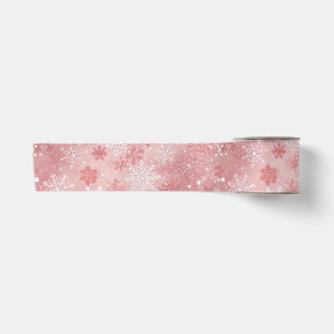 Ruban En Satin Flocons de neige de Noël modernes rose blanc