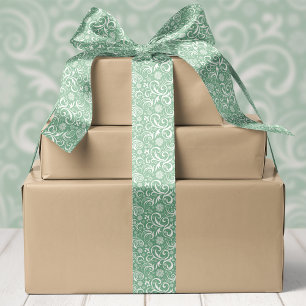 Ruban En Satin Flocons de neige et spirales de Noël verts