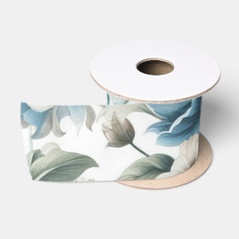 Ruban En Satin Floral moderne bleu girly élégant élégant