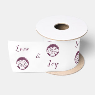 Ruban En Satin Florist Custom Logo Love & Joy Purple & White