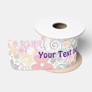 Ruban En Satin Flower Power Motif I + vos idées & texte