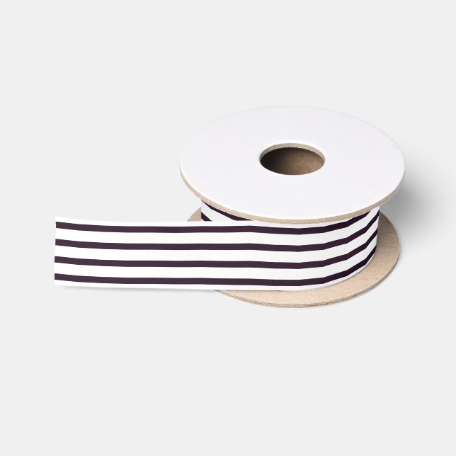 Ruban en satin foncé violet/blanc rayé Élégant (Bobine)