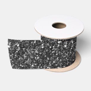 Ruban En Satin Fond à motif de faux paillettes noires
