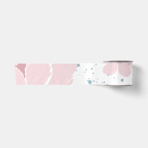 Ruban En Satin Fond blanc avec fleurs roses pastel