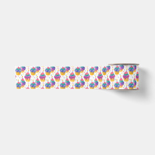 Ruban En Satin Fond de motif de fête de cupcake coloré