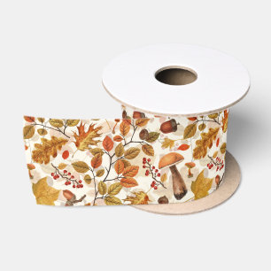 Ruban En Satin Forêt automnale sur blanc