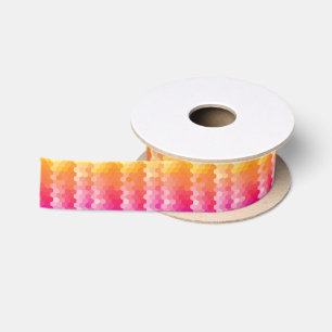 Ruban En Satin Formes Hexagones géométriques jaune rose