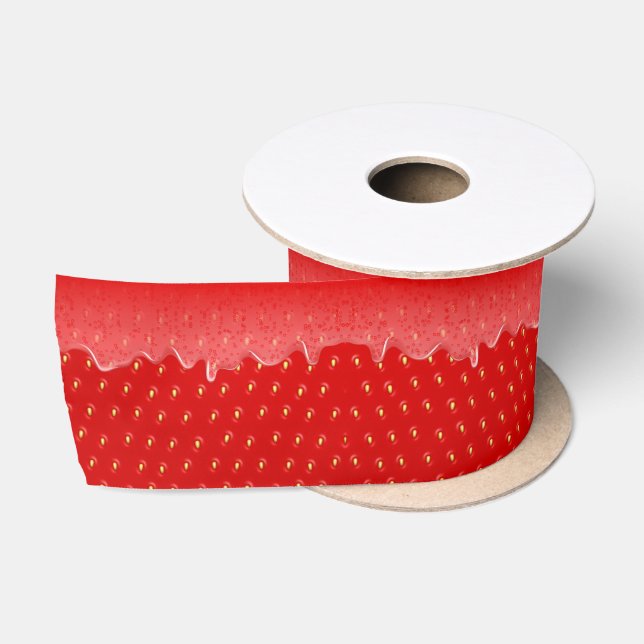 Ruban En Satin Fraise Texturée Arrière - plan confiture de fruits (Bobine)