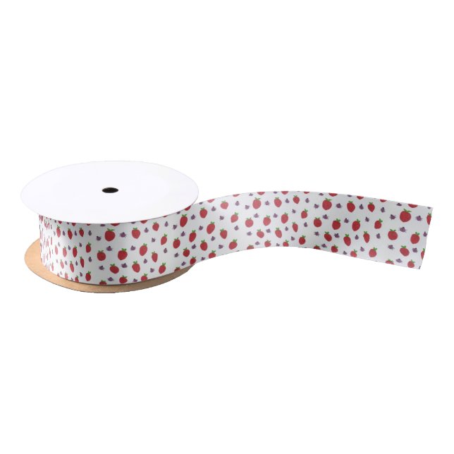 Ruban En Satin Fraises et Madame Bugs Fruity Pattern (Bobine)