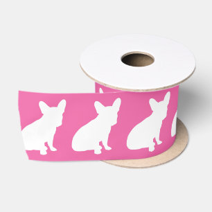 Ruban En Satin Français Baby shower Buldog Français Rose