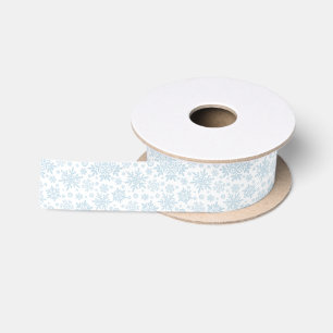 Ruban En Satin Frost Élégant Flocon de Neige Bleu (Blanc)