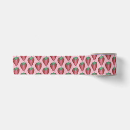 Ruban En Satin Fruits de fraises rouges juteuses roses Imprimer