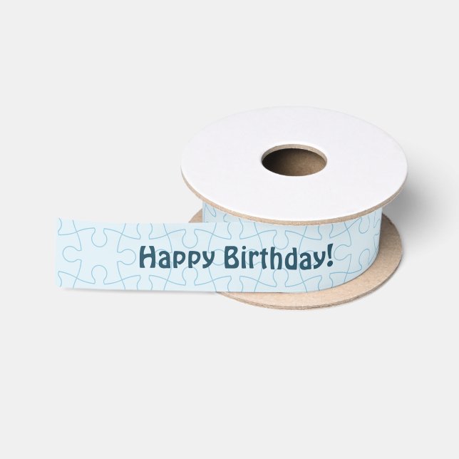 Ruban En Satin Fun Jigsaw Puzzle Kids Happy Birthday Blue (Bobine)