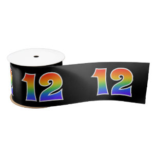 Ruban En Satin Fun, Rainbow Motif "12" Numéro d'événement (noir)