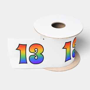 Ruban En Satin Fun, Rainbow Motif "13" Numéro d'événement (Gre