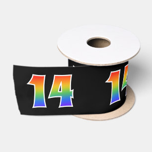 Ruban En Satin Fun, Rainbow Motif "14" Numéro d'événement (noir)