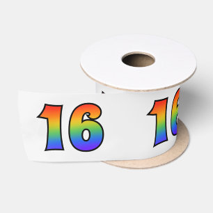 Ruban En Satin Fun, Rainbow Motif "16" Numéro d'événement (Grey)