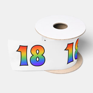 Ruban En Satin Fun, Rainbow Motif "18" Numéro d'événement (Grey)