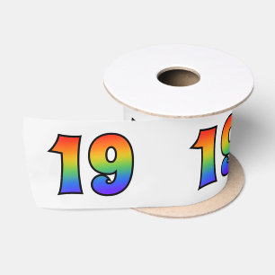 Ruban En Satin Fun, Rainbow Motif "19" Numéro d'événement (Grey)