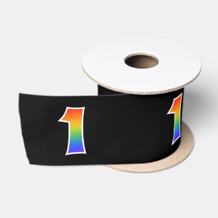 Ruban En Satin Fun, Rainbow Motif "1" Numéro d'événement (noir)