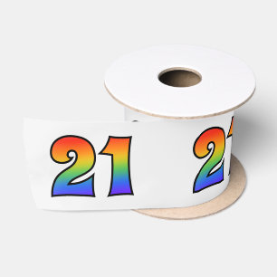 Ruban En Satin Fun, Rainbow Motif "21" Numéro d'événement (Grey)