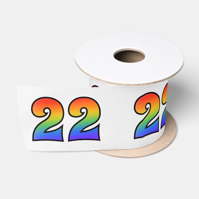 Ruban En Satin Fun, Rainbow Motif "22" Numéro d'événement (Grey) (Bobine)