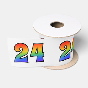 Ruban En Satin Fun, Rainbow Motif "24" Numéro d'événement (Grey)