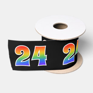Ruban En Satin Fun, Rainbow Motif "24" Numéro d'événement (noir)