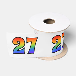 Ruban En Satin Fun, Rainbow Motif "27" Numéro d'événement (Grey)
