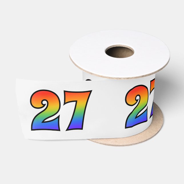 Ruban En Satin Fun, Rainbow Motif "27" Numéro d'événement (Grey) (Bobine)