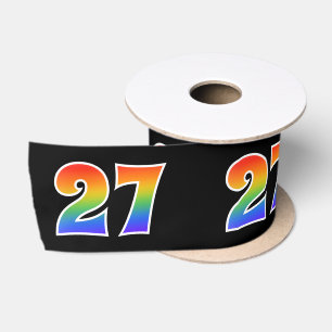 Ruban En Satin Fun, Rainbow Motif "27" Numéro d'événement (noir)