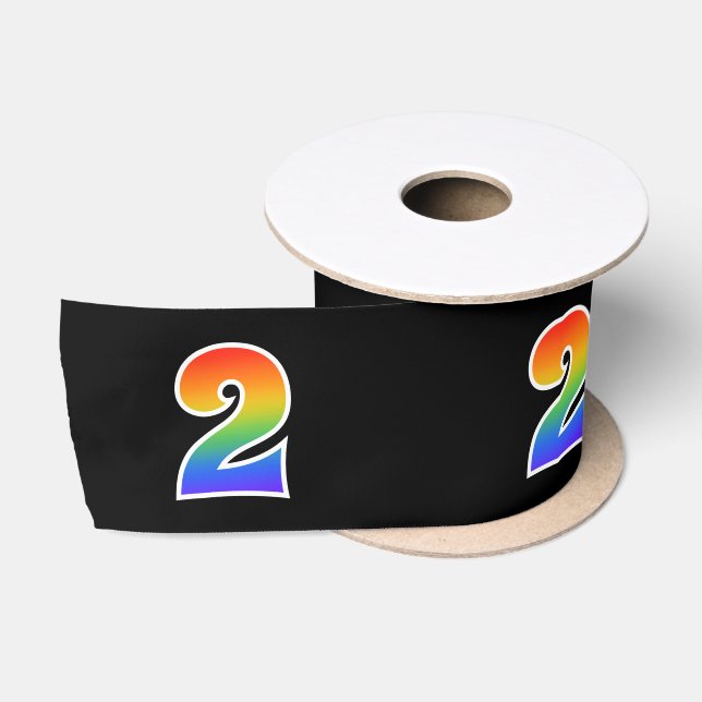 Ruban En Satin Fun, Rainbow Motif "2" Numéro d'événement (noir) (Bobine)